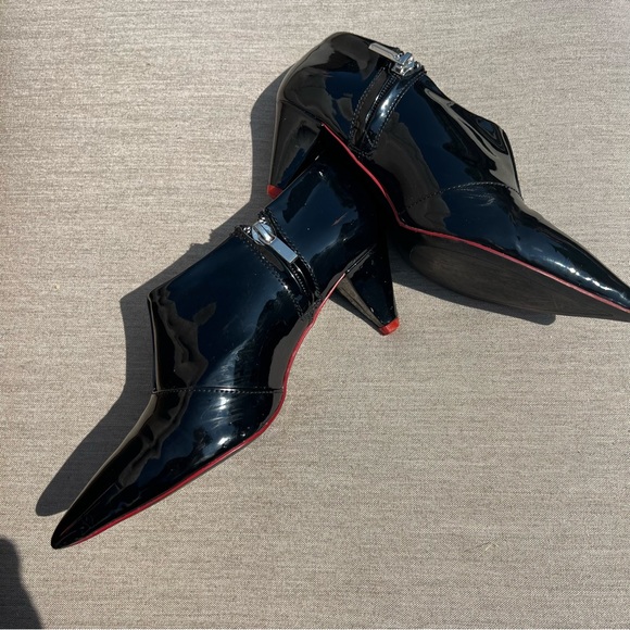 Black Patent Pointed Toe Booties - Picture 11 of 16